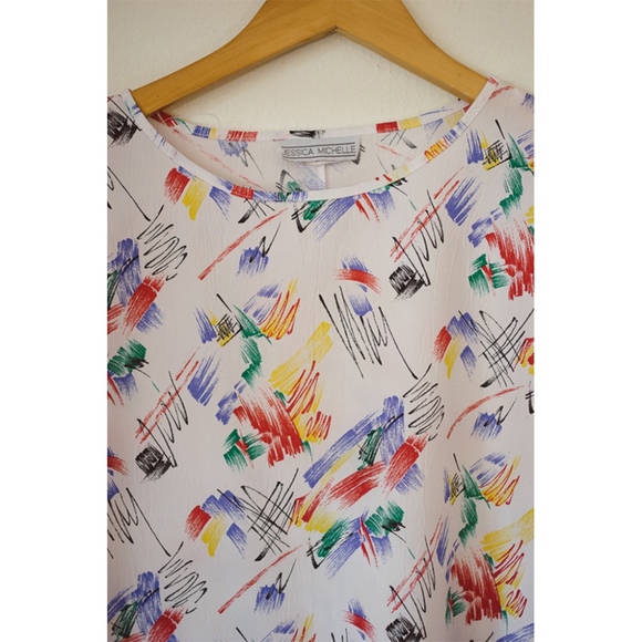 Vintage Tops - 80's Vintage Print Boxy Top